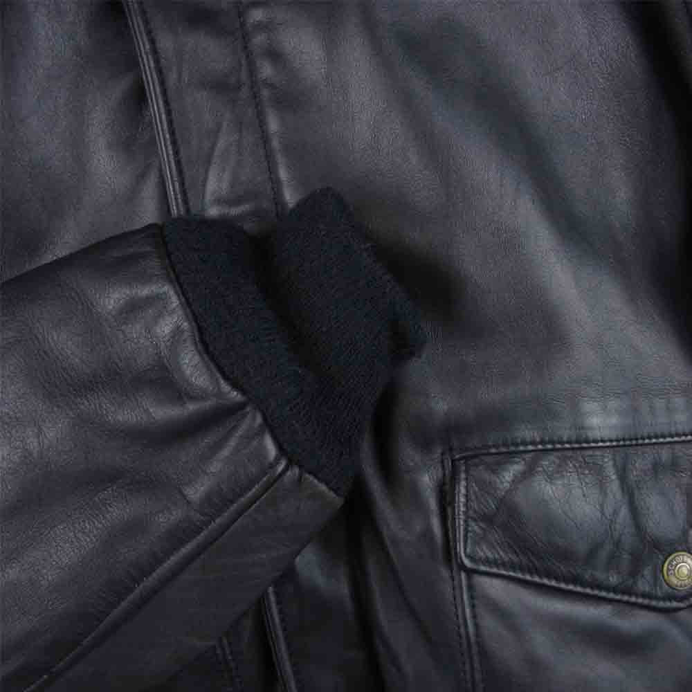 schott ショット 184SM SPORTSWEAR 襟ボア レザー ジャケット ブラック