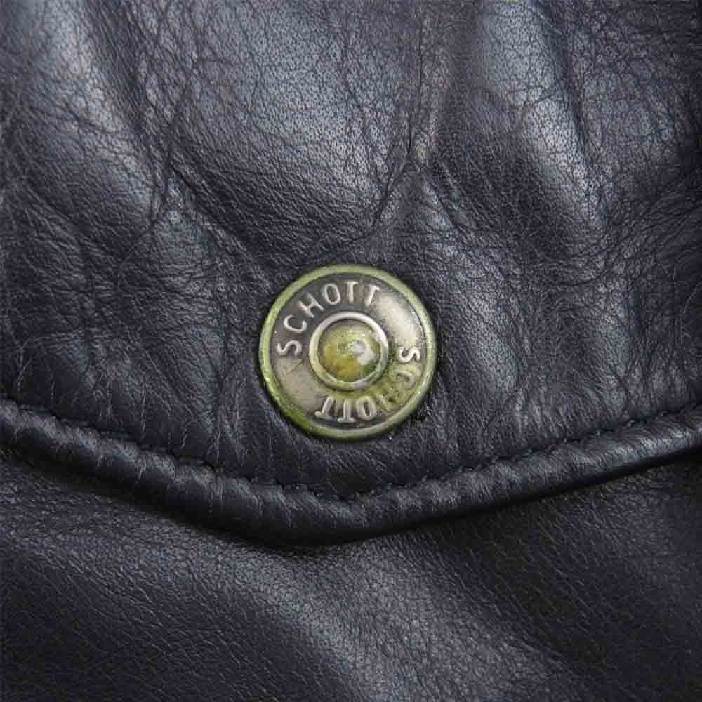 schott ショット 184SM SPORTSWEAR 襟ボア レザー ジャケット ブラック