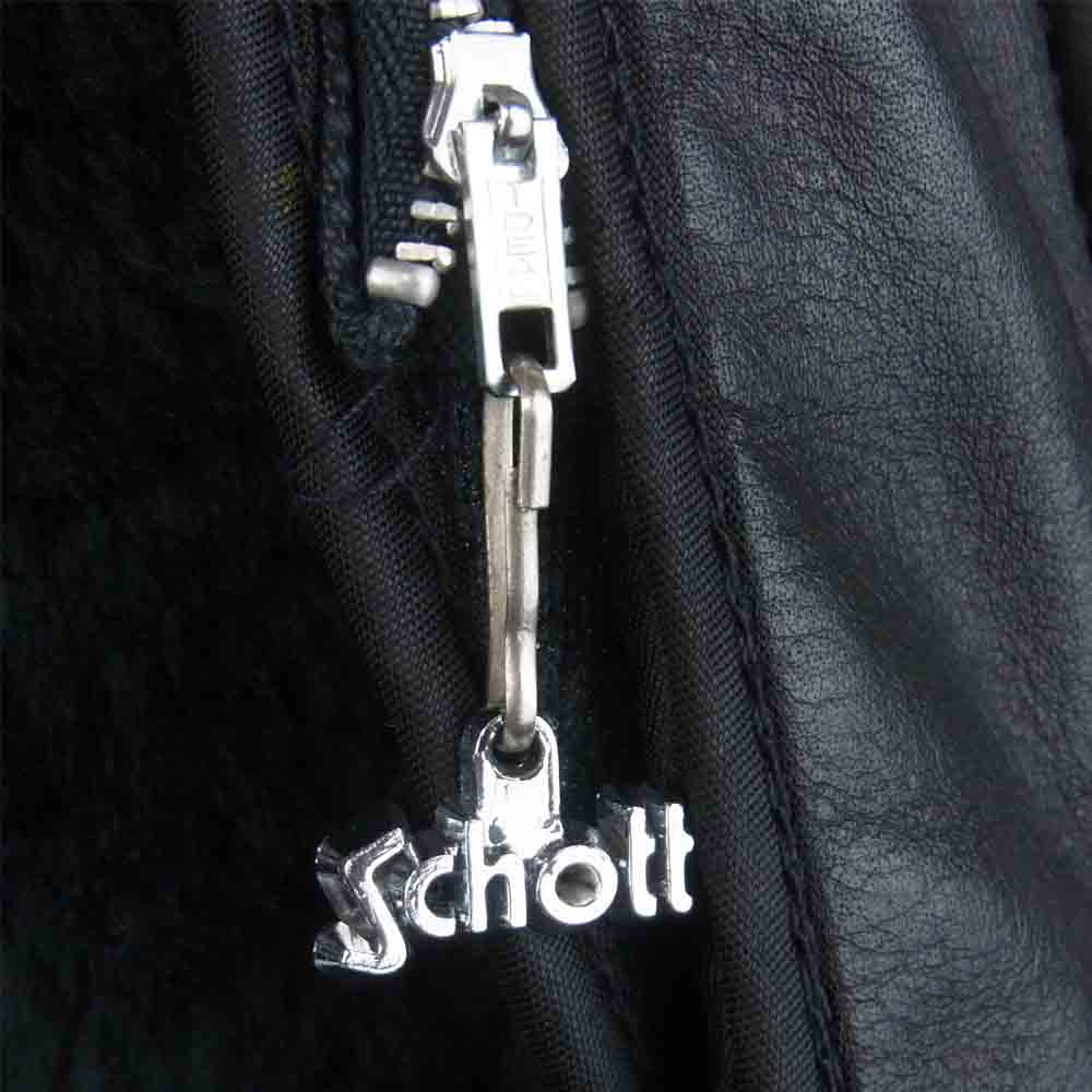 schott ショット 184SM SPORTSWEAR 襟ボア レザー ジャケット ブラック系 40【中古】