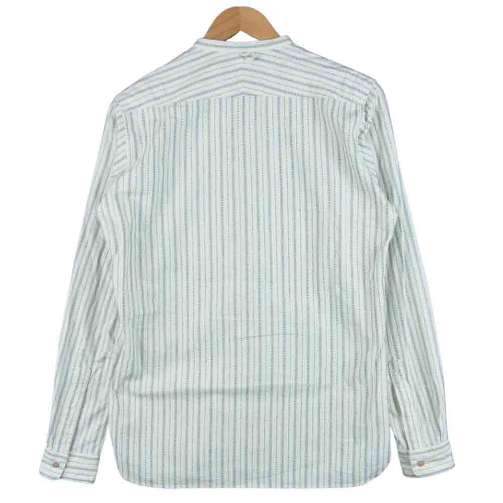 ORGUEIL オルゲイユ OR-5016C Band Collar Shirt バンドカラー ストライプ 長袖 シャツ オフホワイト系 38【中古】