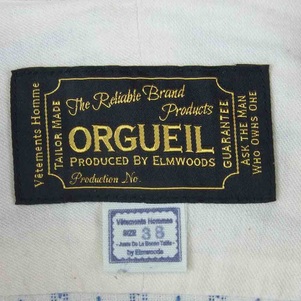 ORGUEIL オルゲイユ OR-5016C Band Collar Shirt バンドカラー ストライプ 長袖 シャツ オフホワイト系 38【中古】