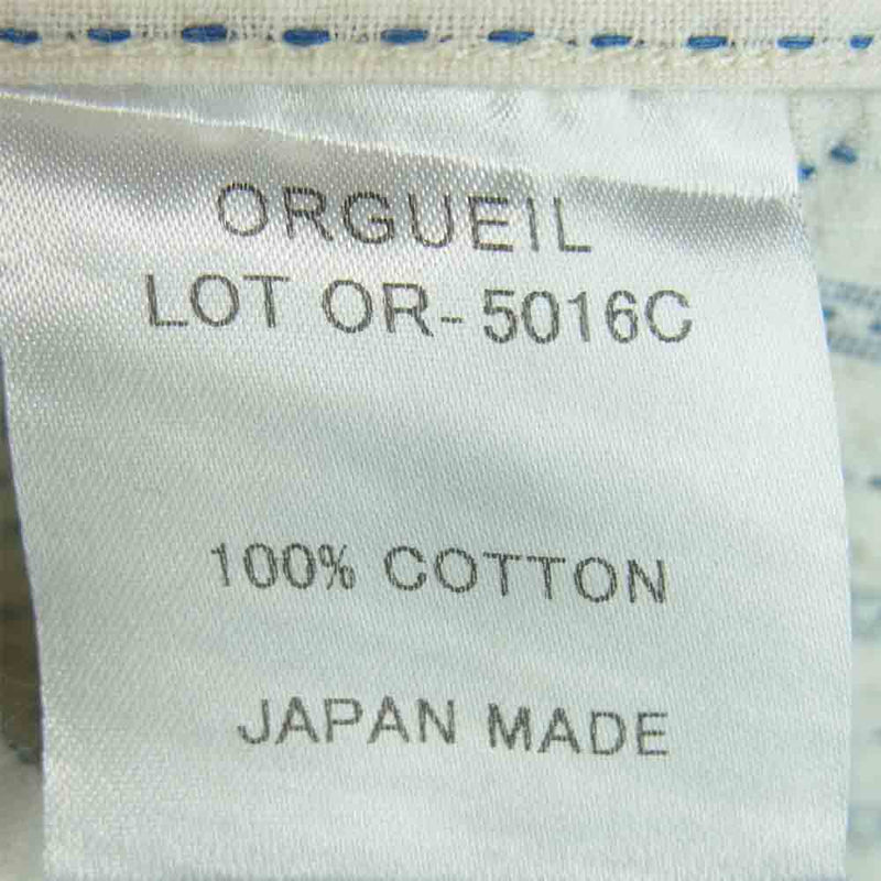 ORGUEIL オルゲイユ OR-5016C Band Collar Shirt バンドカラー ストライプ 長袖 シャツ オフホワイト系 38【中古】