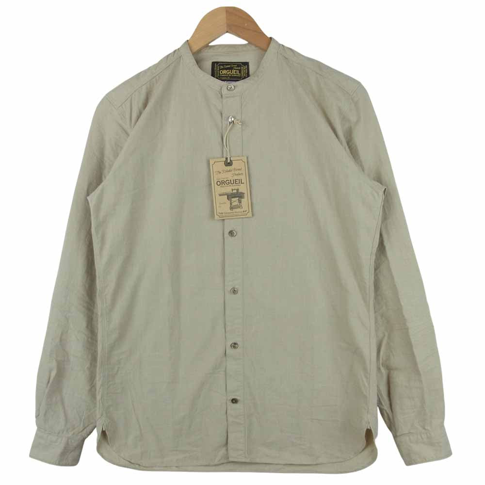 ORGUEIL オルゲイユ OR-5016E Band Collar Shirt バンドカラー 長袖 シャツ ベージュ系 38【中古】