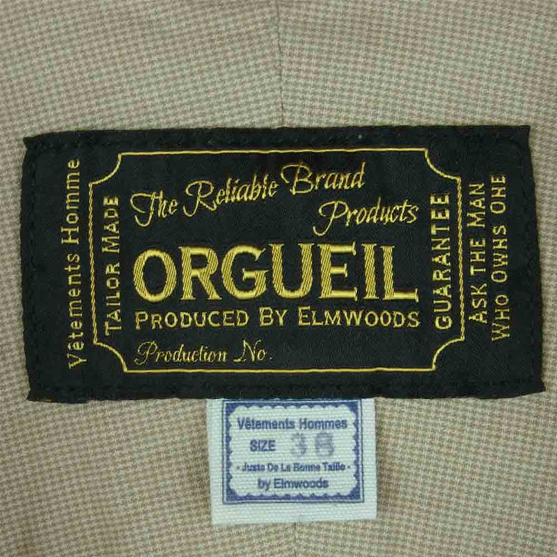 ORGUEIL オルゲイユ OR-5016E Band Collar Shirt バンドカラー 長袖 シャツ ベージュ系 38【中古】