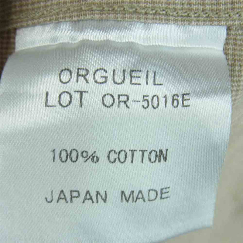 ORGUEIL オルゲイユ OR-5016E Band Collar Shirt バンドカラー 長袖 シャツ ベージュ系 38【中古】