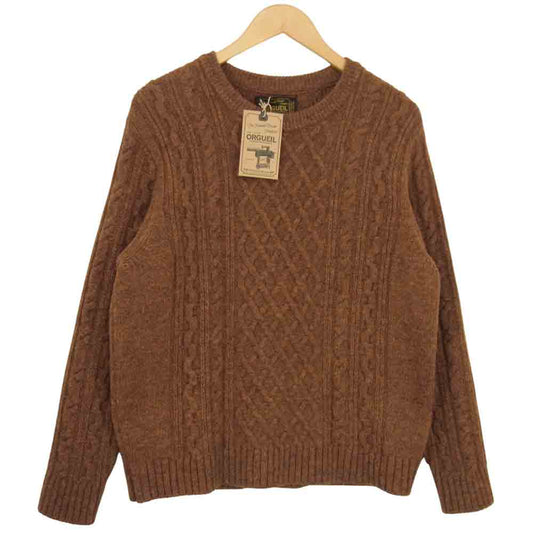 ORGUEIL オルゲイユ OR-4153 Cable Knit Sweater ケーブル ニット セーター ブラウン系 36【美品】【中古】