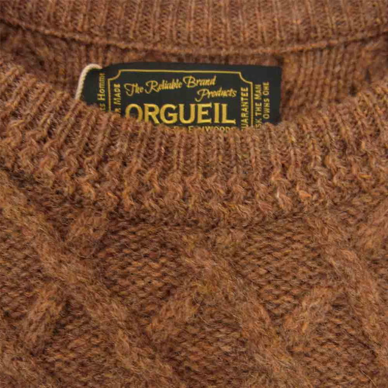 ORGUEIL オルゲイユ OR-4153 Cable Knit Sweater ケーブル ニット セーター ブラウン系 36【美品】【中古】