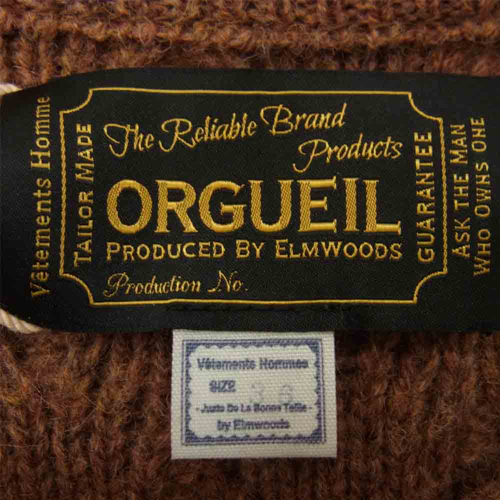 ORGUEIL オルゲイユ OR-4153 Cable Knit Sweater ケーブル ニット セーター ブラウン系 36【美品】【中古】