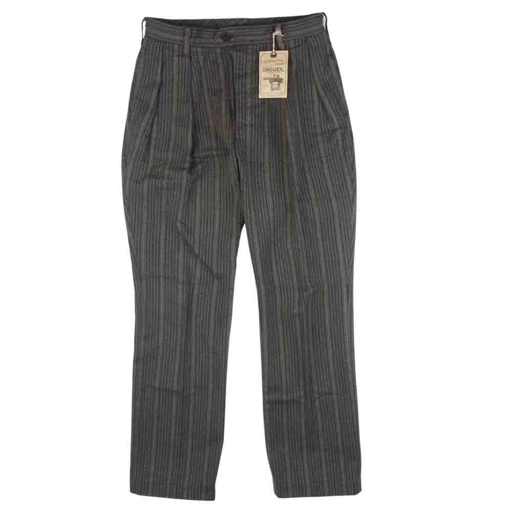 ORGUEIL オルゲイユ OR-1078 Stripe Trousers ストライプ トラウザー パンツ コットン 日本製 ブラウン系 31【中古】