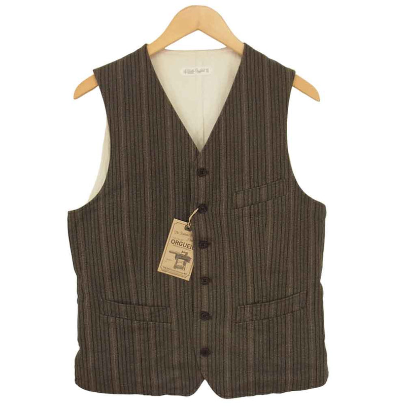 ORGUEIL オルゲイユ OR-4200B French Work Gilet フレンチワーク ジレ ベスト ブラウン系 38【中古】