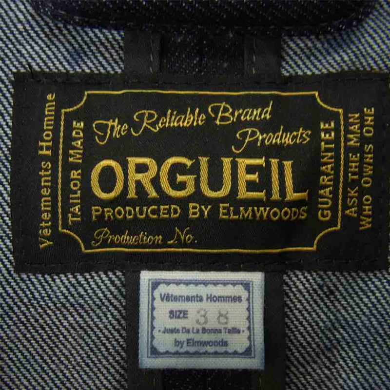 ORGUEIL オルゲイユ OR-4198B Sack Jacket サック ジャケット インディゴブルー系 38【美品】【中古】