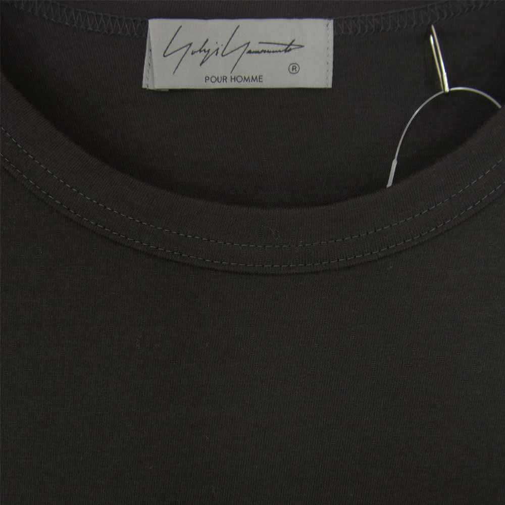 Yohji Yamamoto ヨウジヤマモト POUR HOMME プールオム HX-T03-070-3A 30/-ULTIMA PLAIN STITCH NEW ROUND NECK LONG SLEEVES ウルティマ ラウンドネック カットソー チャコール系 3【新古品】【未使用】【中古】