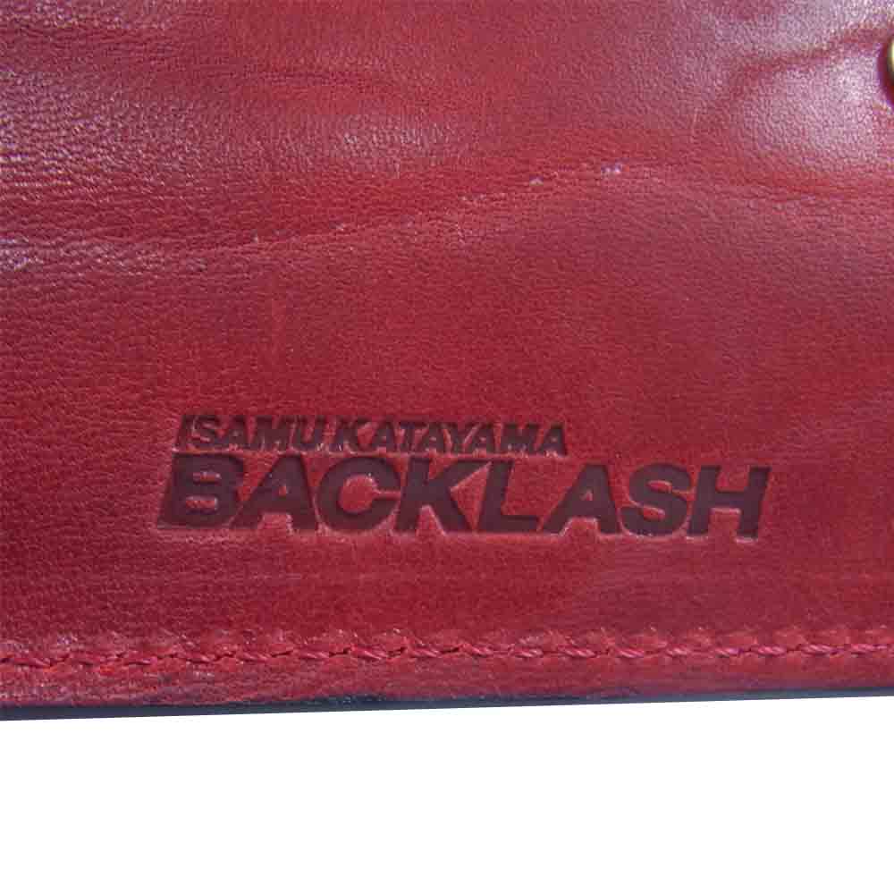 ISAMUKATAYAMA BACKLASH イサムカタヤマバックラッシュ 811-12 イタリアンダブルショルダー シワ加工 プルアップ コンパクト ウォレット 財布 レッド系【新古品】【未使用】【中古】