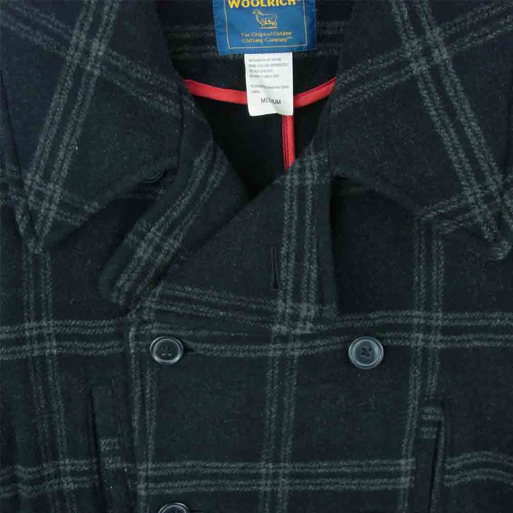 WOOLRICH ウールリッチ 2W5-5540 チェック ウール  Pコート ピーコート 中国製 ダークグレー系 M【中古】