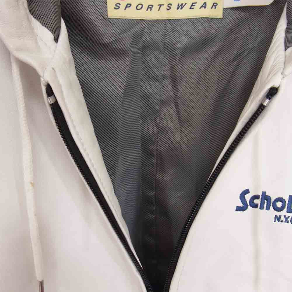 schott ショット SPORTSWEAR レザー ジップアップ パーカー ホワイト系 S【中古】