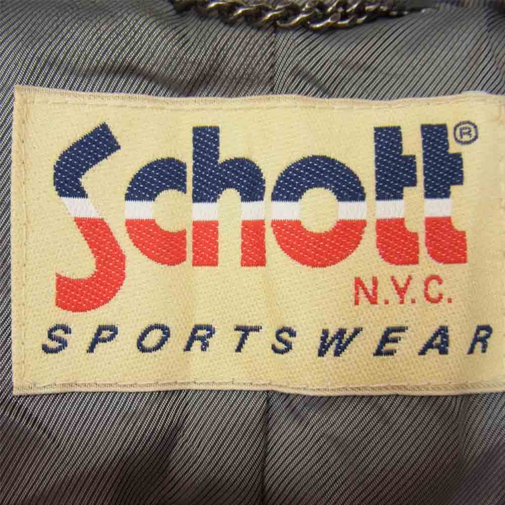 schott ショット SPORTSWEAR レザー ジップアップ パーカー ホワイト系 S【中古】