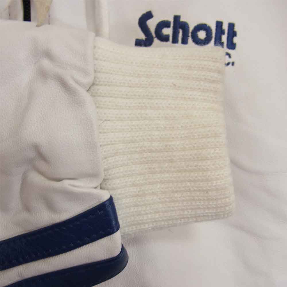 schott ショット SPORTSWEAR レザー ジップアップ パーカー ホワイト系 S【中古】