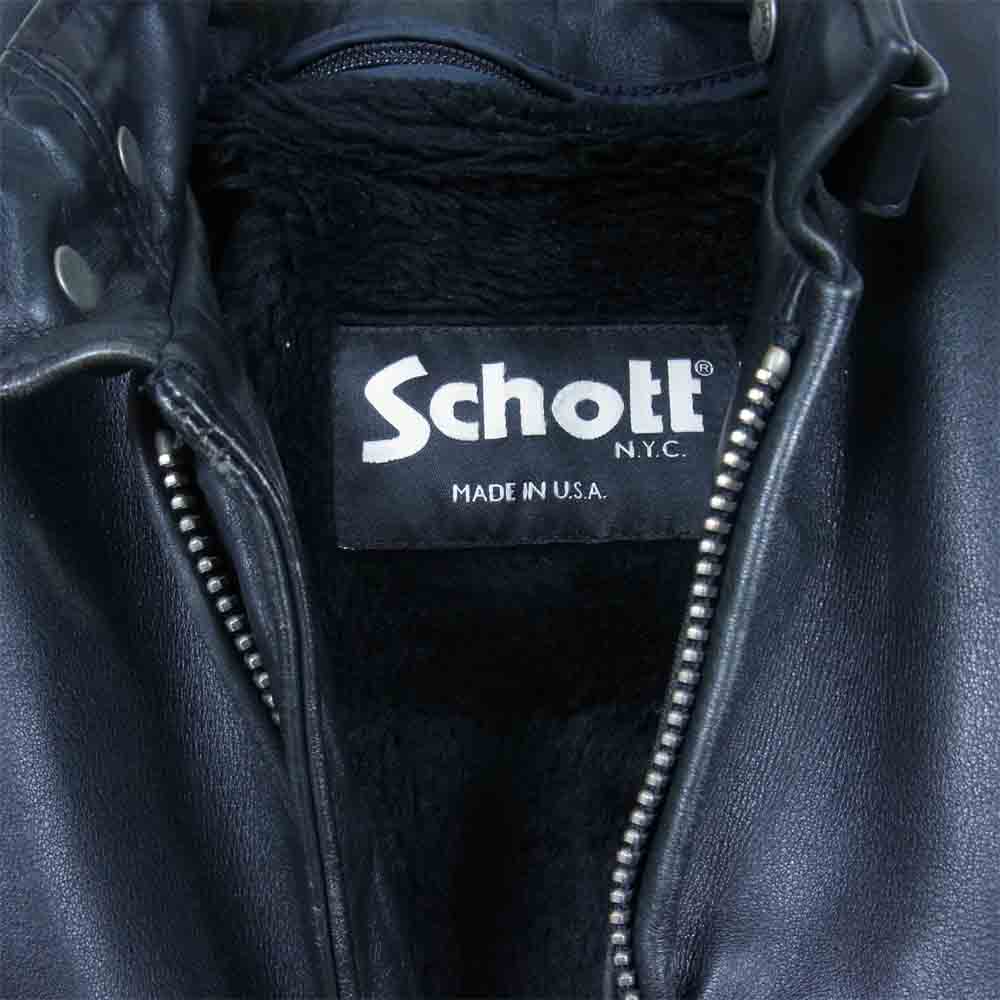 schott ショット 641 ライナー付 シングル レザー ライダース ジャケット ブラック系 32【中古】