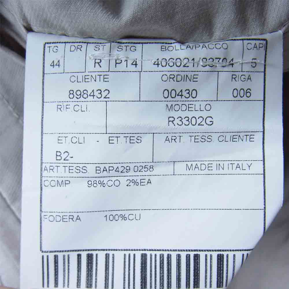 ボリオリ R3302G 国内正規品 COAT ウォッシュ コットン 3B アンコン テーラード ジャケット ベージュ系 44【中古】