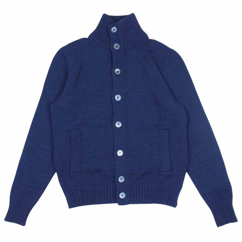 ZANONE ザノーネ 国内正規品 CHIOTO 5ゲージ ウール ソリッド スタンドカラー カーディガン ネイビー系 44【美品】【中古】