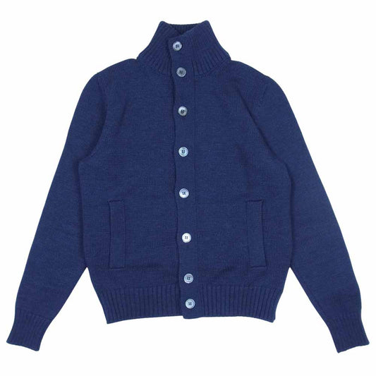 ZANONE ザノーネ 国内正規品 CHIOTO 5ゲージ ウール ソリッド スタンドカラー カーディガン ネイビー系 44【美品】【中古】