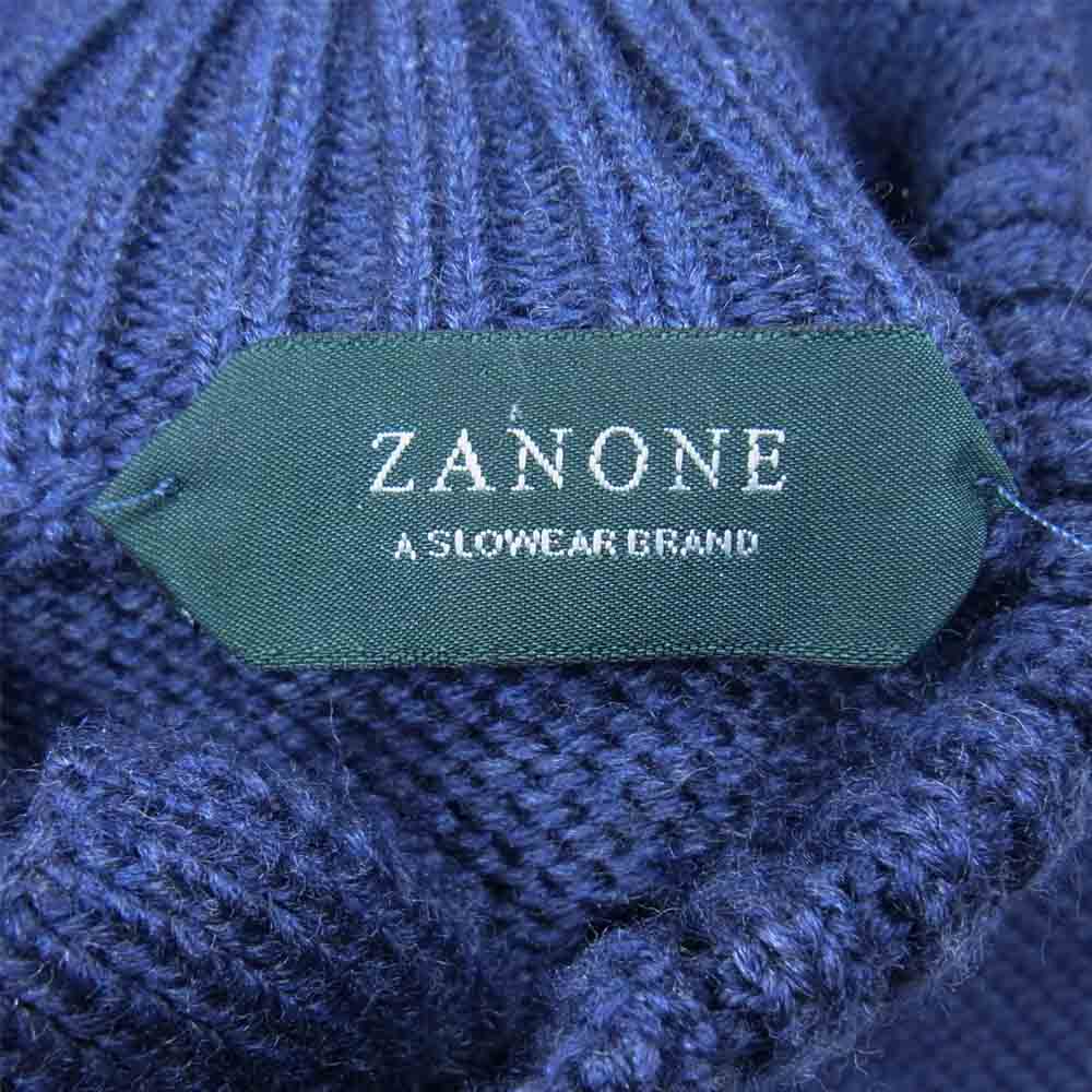 ZANONE ザノーネ 国内正規品 CHIOTO 5ゲージ ウール ソリッド スタンドカラー カーディガン ネイビー系 44【美品】【中古】