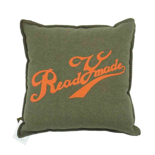 READY MADE レディメイド RE-WO-OR-00-00-81 CUSHION ヴィンテージ アーミーブランケット ロゴ クッション カーキ系【極上美品】【中古】