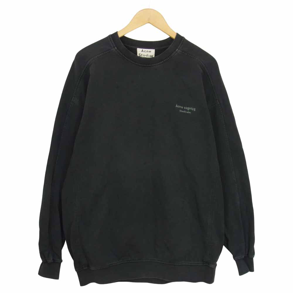 ACNE STUDIOS アクネストゥディオズ FN-WN-SWEA000002 Logo embroidered Crewneck Sweatshirt ロゴ刺繍 スウェット トレーナー ブラック系 XXS【中古】