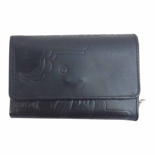 HYSTERIC GLAMOUR ヒステリックグラマー KEEP YOURSELF ALIVE レザー 二つ折り 財布 ブラック系【中古】
