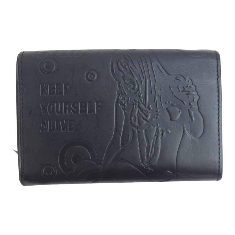 HYSTERIC GLAMOUR ヒステリックグラマー KEEP YOURSELF ALIVE レザー 二つ折り 財布 ブラック系【中古】