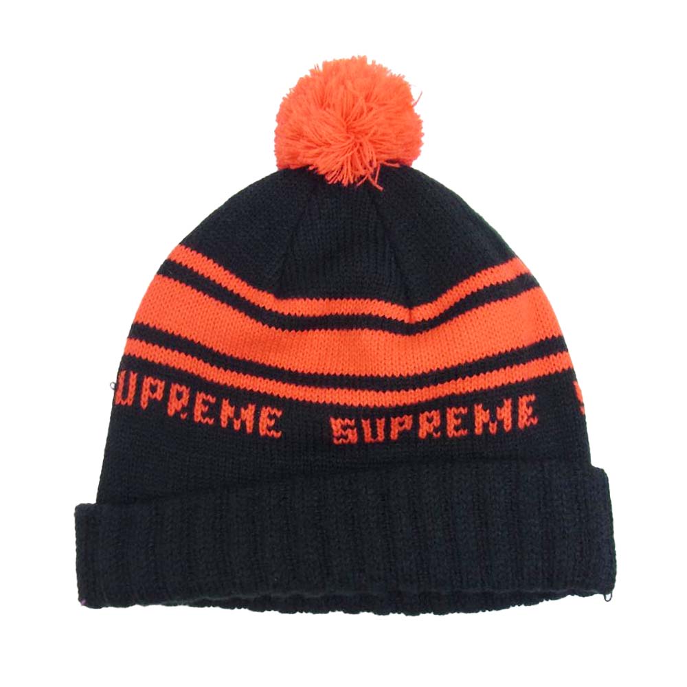 Supreme シュプリーム 18AW Classic Stripe Beanie クラシック ストライプ ロゴ ニットキャップ ビーニー ブラック系【中古】