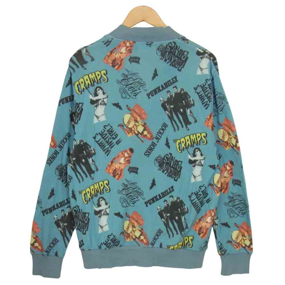 HYSTERIC GLAMOUR ヒステリックグラマー 0252ND03 THE CRAMPS クランプス 総柄 ニット カーディガン ブルー系 L【中古】