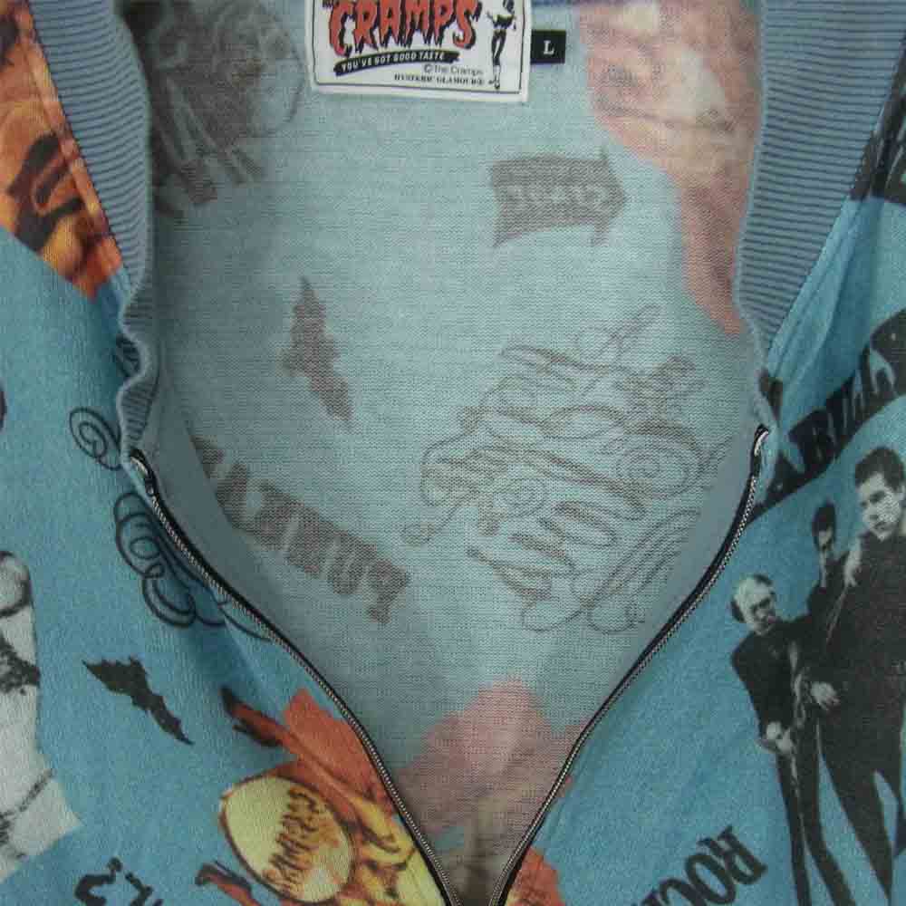 HYSTERIC GLAMOUR ヒステリックグラマー 0252ND03 THE CRAMPS クランプス 総柄 ニット カーディガン ブルー系 L【中古】