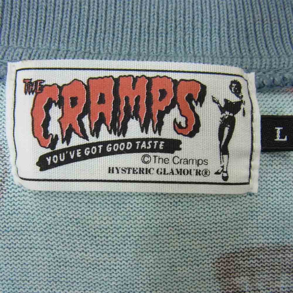 HYSTERIC GLAMOUR ヒステリックグラマー 0252ND03 THE CRAMPS クランプス 総柄 ニット カーディガン ブルー系 L【中古】