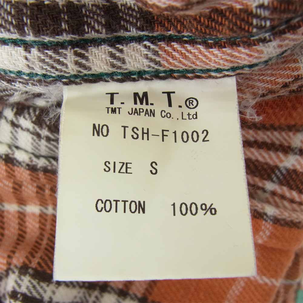 TMT ティーエムティー TSH-F1002 ダブルガーゼ チェック ウエスタン シャツ オレンジ系 S【中古】
