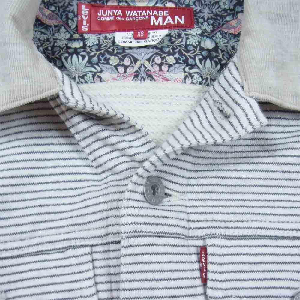 JUNYA WATANABE COMME des GARCONS MAN ジュンヤワタナベコムデギャルソンマン WS-J206 × Levis リーバイス 3rdタイプ  ボーダー ジャケット オフホワイト系 XS【中古】
