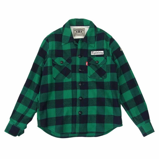 TMT ティーエムティー TSH-F18IN02 WAPPEN COTTON-WOOL BUFFALO CHECK SHIRTS ワッペン コットン ウール バッファロー チェック シャツ グリーン系 S【中古】