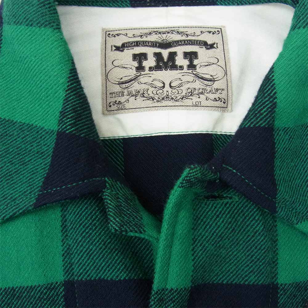 TMT ティーエムティー TSH-F18IN02 WAPPEN COTTON-WOOL BUFFALO CHECK SHIRTS ワッペン コットン ウール バッファロー チェック シャツ グリーン系 S【中古】
