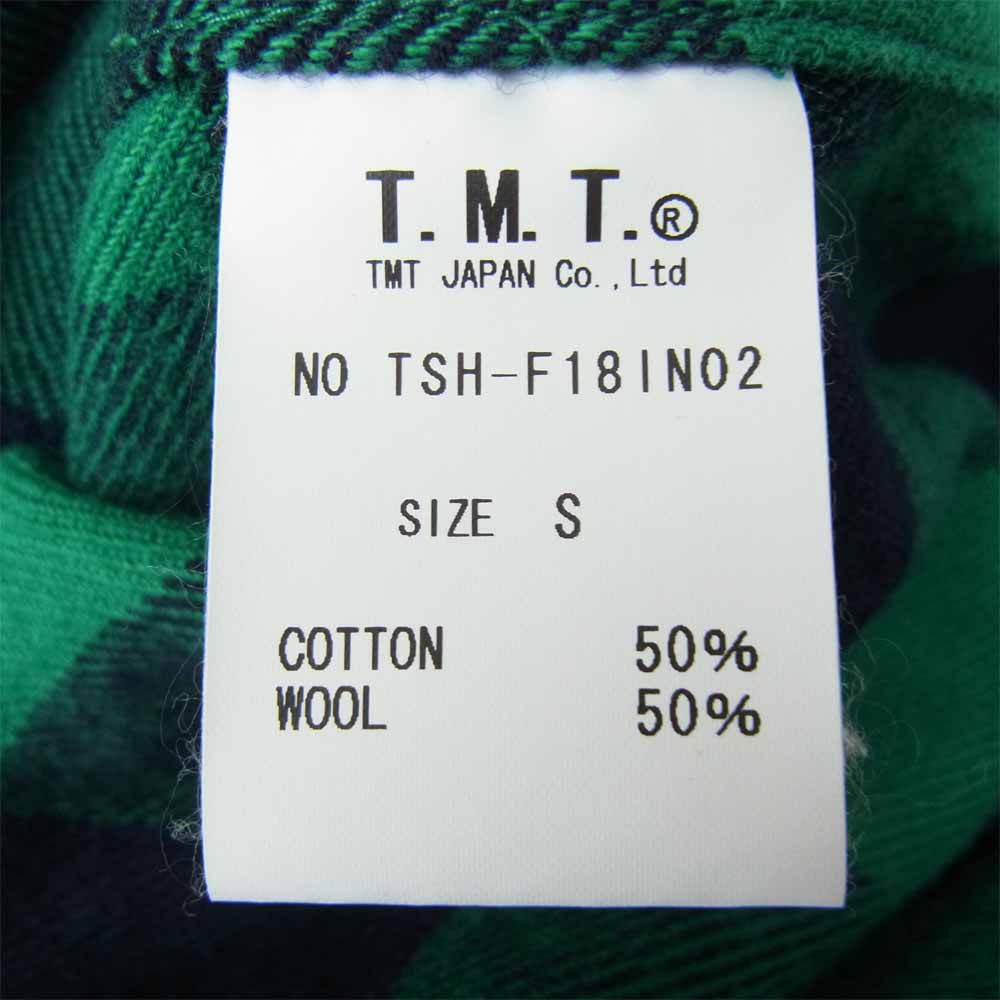 TMT ティーエムティー TSH-F18IN02 WAPPEN COTTON-WOOL BUFFALO CHECK SHIRTS ワッペン コットン ウール バッファロー チェック シャツ グリーン系 S【中古】