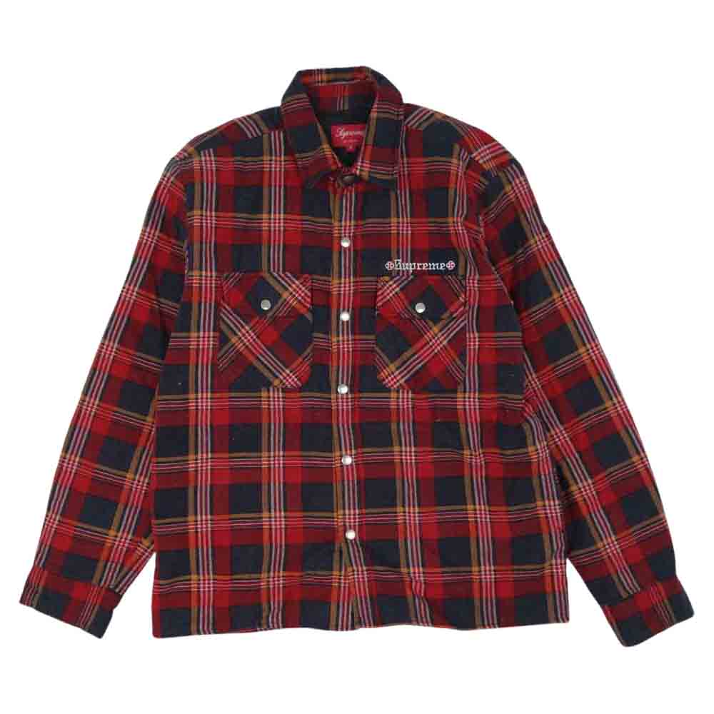 Supreme シュプリーム 17AW Independent Quilted Flannel Shirt キルト フランネル シャツ S【中古】
