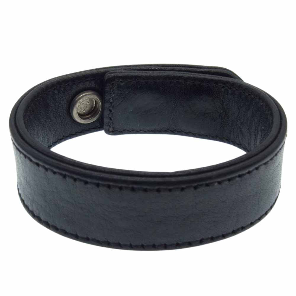 CHROME HEARTS クロムハーツ（原本無） 3BTN 2SNP 3ボタン 2スナップ レザー ブレスレット ブラック系【中古】