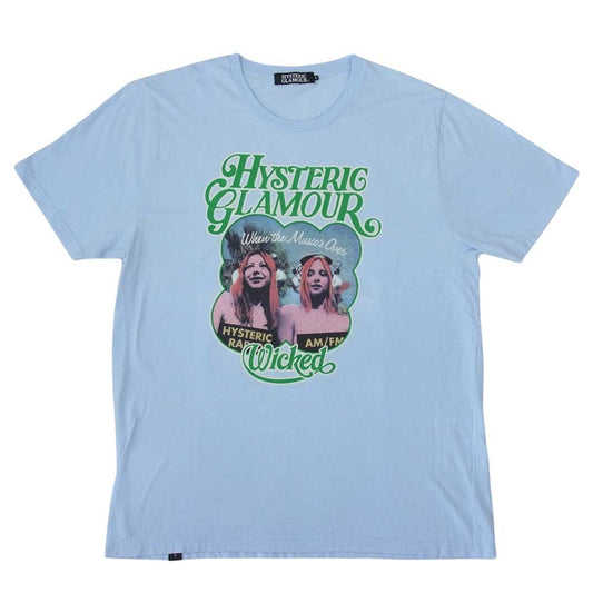 HYSTERIC GLAMOUR ヒステリックグラマー 0241CT19 PARADAICE CLUB 半袖 Tシャツ ブルー系 L【中古】