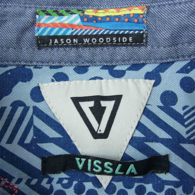 ジェイソン ウッドサイド M513GWOO VISSLA ヴィスラ コラボ 長袖 シャツ インディゴブルー系 M【中古】