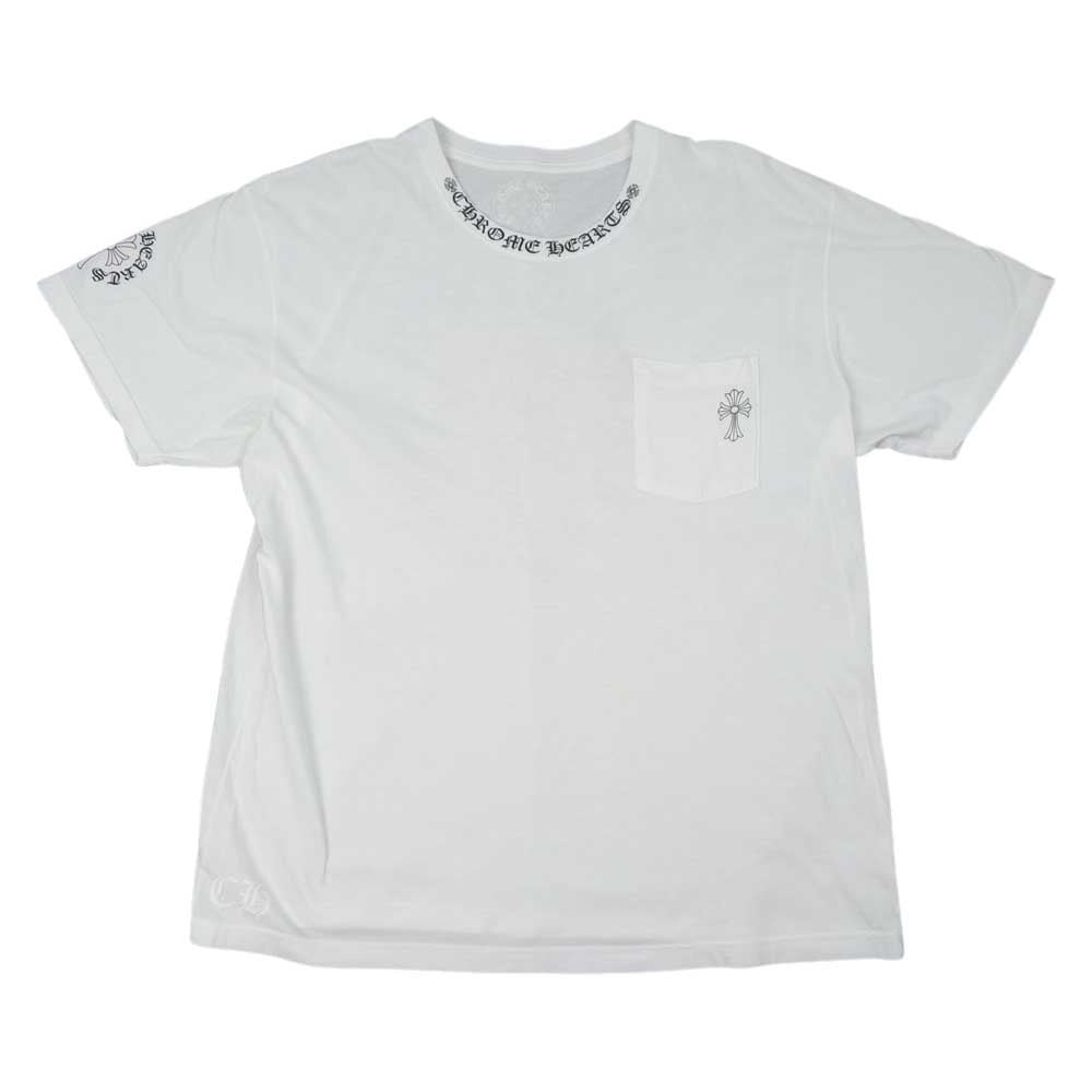 CHROME HEARTS クロムハーツ（原本無） 国内正規品 CHクロス ネック ロゴ プリント 半袖 Tシャツ ホワイト系 XL【中古】