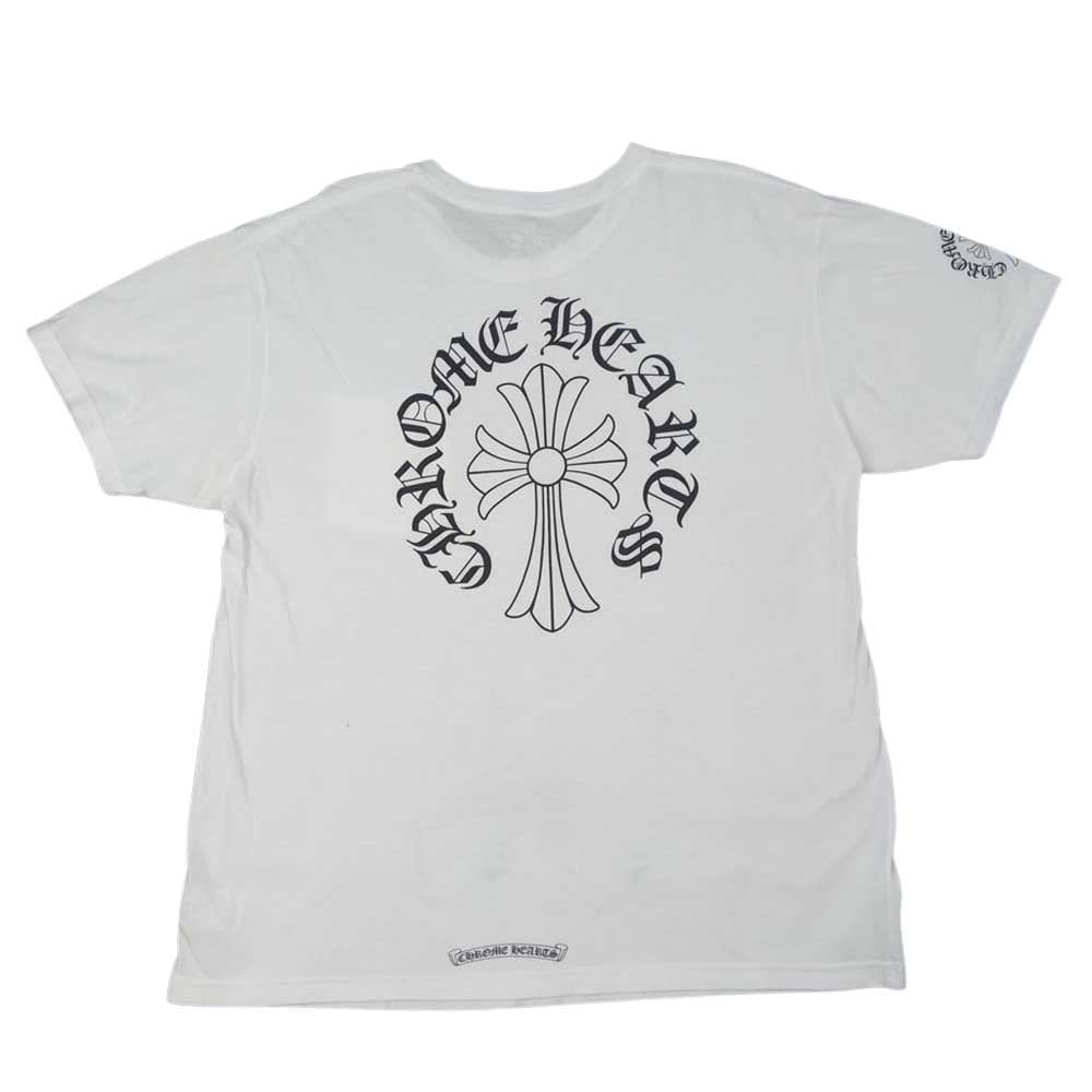 CHROME HEARTS クロムハーツ（原本無） 国内正規品 CHクロス ネック ロゴ プリント 半袖 Tシャツ ホワイト系 XL【中古】