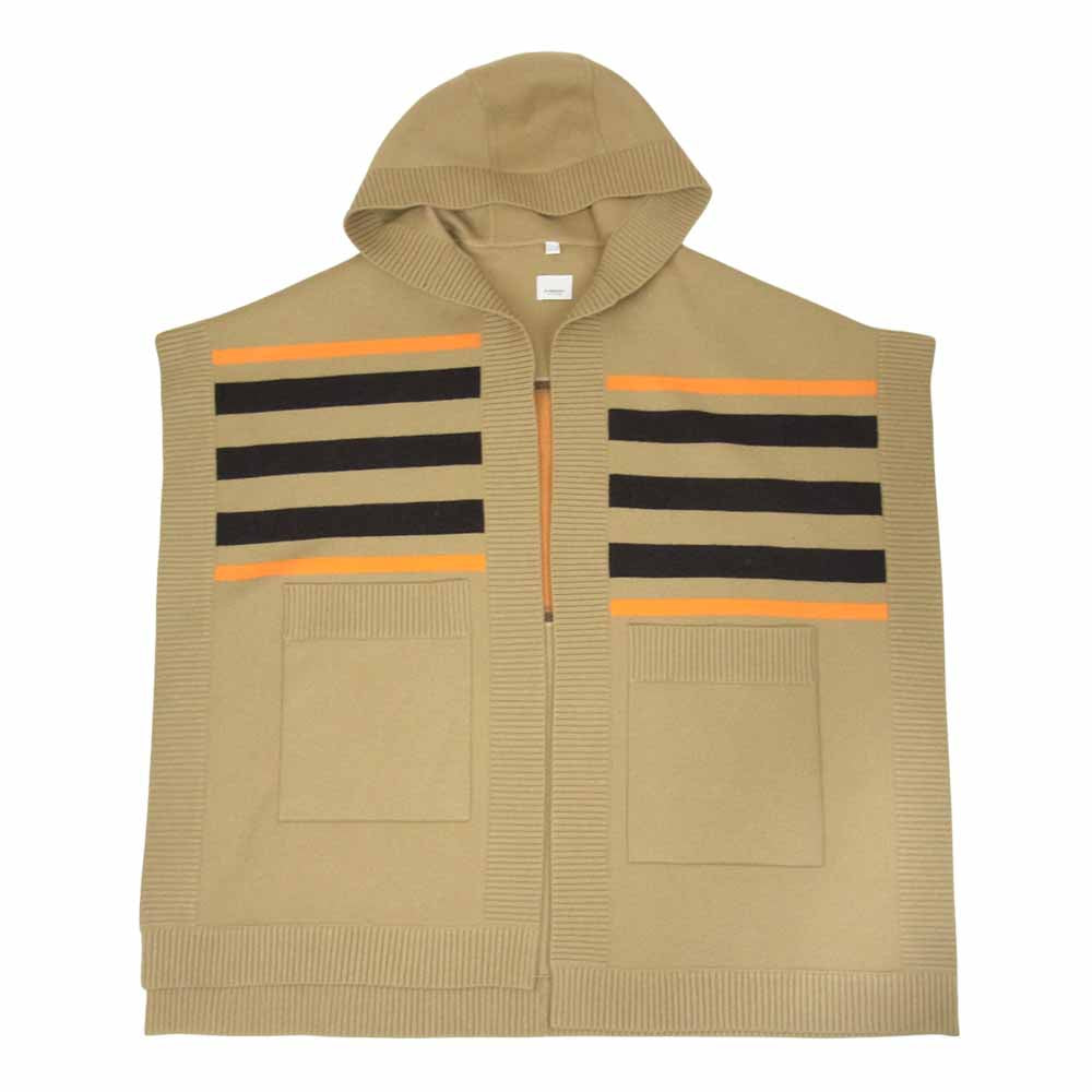 BURBERRY バーバリー CNSHAYIN2801SHA 国内正規品 TB ロゴ ウールブレンド ジャカード フーデッド ケープ ポンチョ ベージュ系 ONE SIZE【中古】
