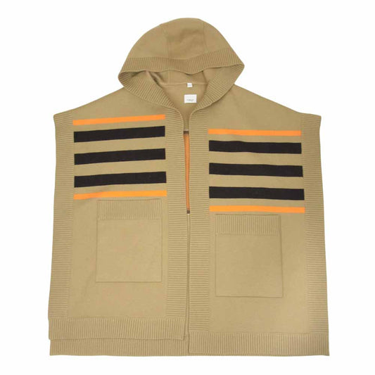 BURBERRY バーバリー CNSHAYIN2801SHA 国内正規品 TB ロゴ ウールブレンド ジャカード フーデッド ケープ ポンチョ ベージュ系 ONE SIZE【中古】