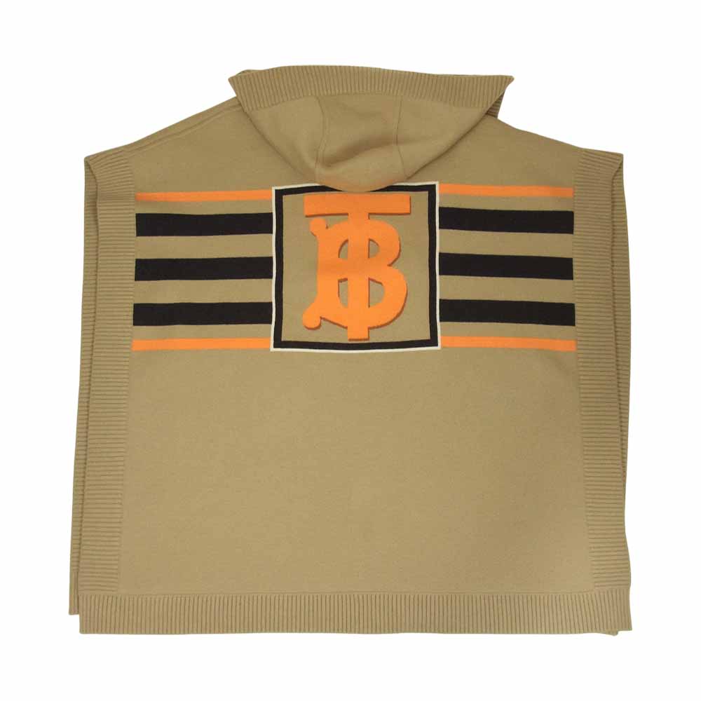 BURBERRY バーバリー CNSHAYIN2801SHA 国内正規品 TB ロゴ ウールブレンド ジャカード フーデッド ケープ ポンチョ ベージュ系 ONE SIZE【中古】