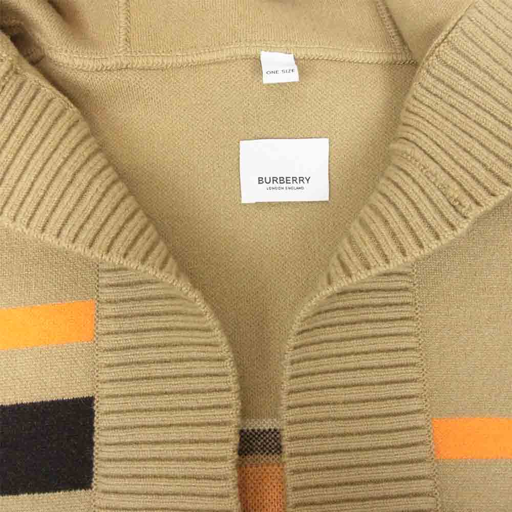 BURBERRY バーバリー CNSHAYIN2801SHA 国内正規品 TB ロゴ ウールブレンド ジャカード フーデッド ケープ ポンチョ ベージュ系 ONE SIZE【中古】