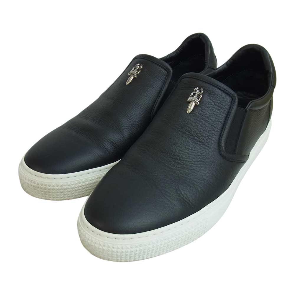 CHROME HEARTS クロムハーツ（原本無） SLIP ON  CH PLS PTCH CHプラス レザーパッチ ダガー スリッポン ブラック系 43【中古】